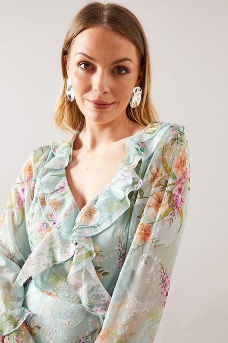 Floral Ruffle Belted Midaxi Dress - Image 4