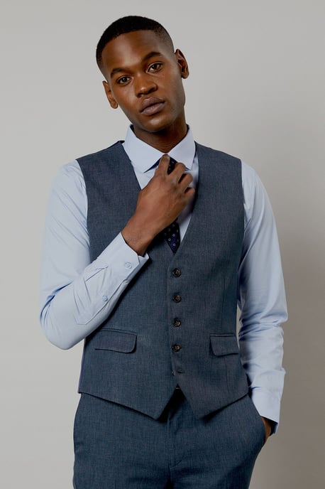 Navy Marl Waistcoat - Image 1