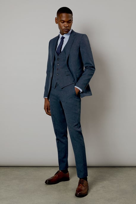 Navy Marl Waistcoat - Image 2