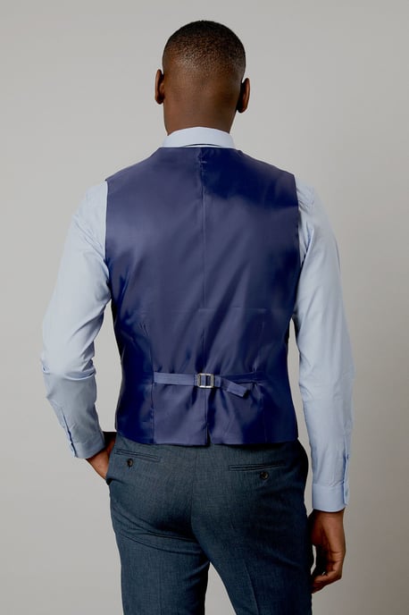 Navy Marl Waistcoat - Image 3