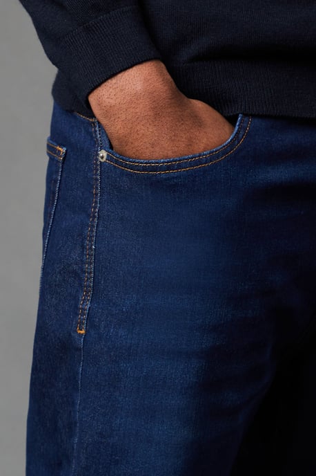 Indigo Stretch Straight Fit Jeans - Image 4