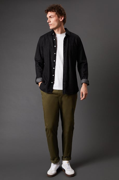 Khaki Slim Fit Chino Trousers - Image 1