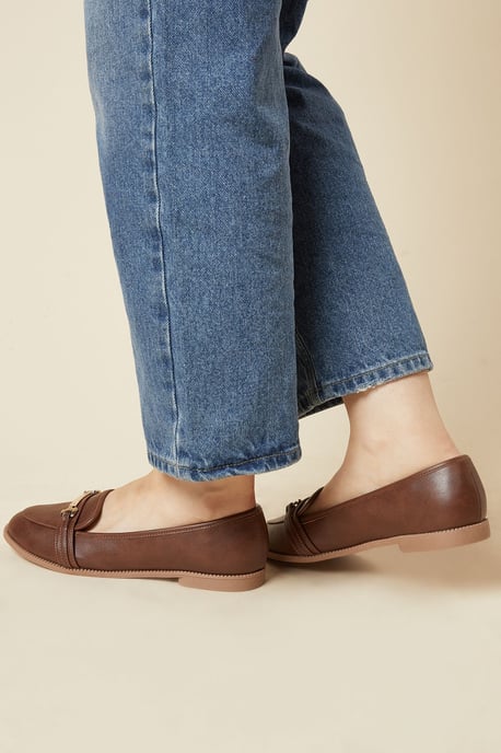 Dorothy Perkins Women Loafer Flats Black Faux Leather Day to Night Spring Summer - Image 4