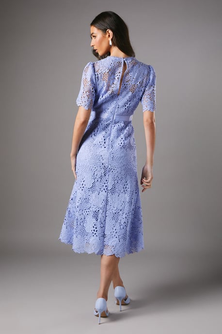 Lace Midi Dress With Bow Belt - Image 3