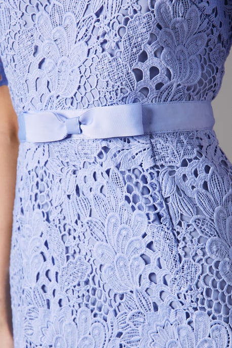 Lace Midi Dress With Bow Belt - Image 5