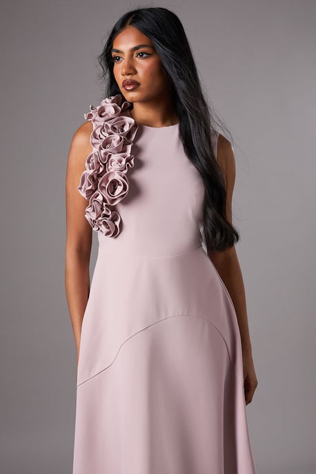 Petite 3D Corsage High Low Dress - Image 2