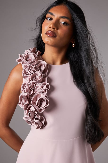 Petite 3D Corsage High Low Dress - Image 3