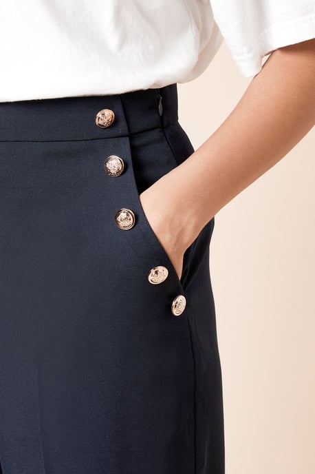 Military Button Detail Wide Leg Trouser - Image 4