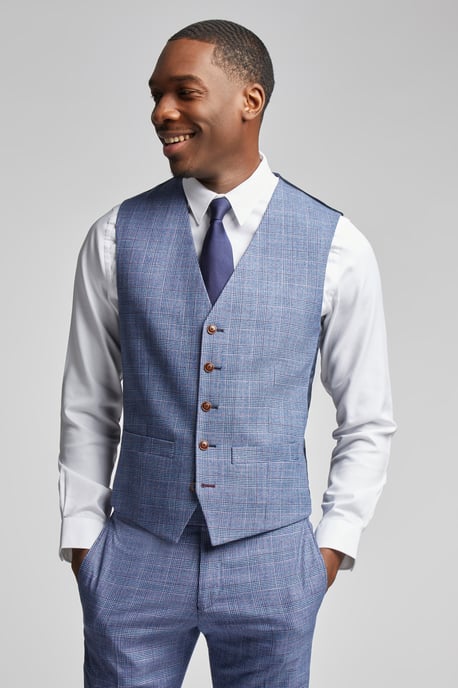 Hemlock Blue Raspberry Check Waistcoat - Image 1