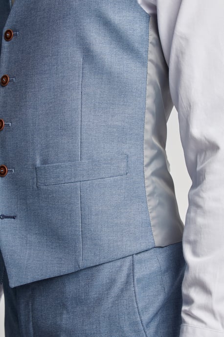 Blake Pale Blue Denim Semi Plain Waistcoat - Image 2