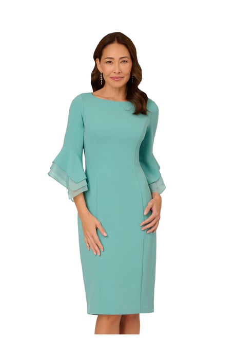 Knit Crepe Tiered Sleeve Dress - Image 1