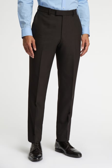 Regular Fit Brown Birdseye Trousers - Image 1