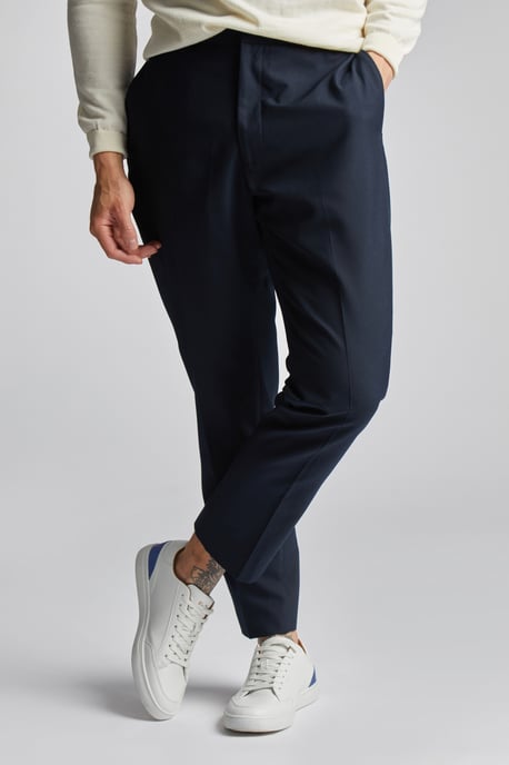 Pleated Trousers in Navy - Image 1