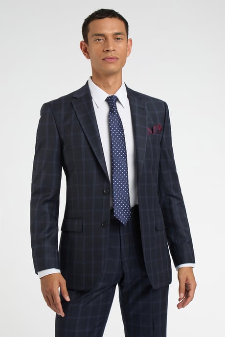 Regular Fit Blue Tan Check Jacket - Image 1