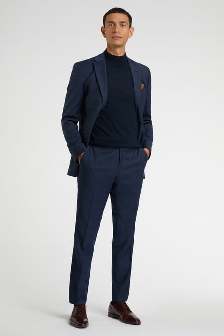 Regular Fit Blue Tan Windowpane Jacket - Image 4