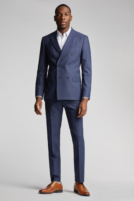 Navy Scratch Double Breasted Jacket - Image 3