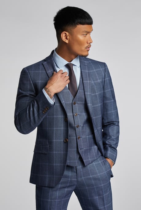 Blue Windowpane Check Jacket - Image 1