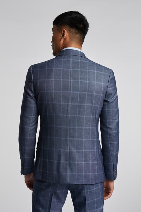 Blue Windowpane Check Jacket - Image 3