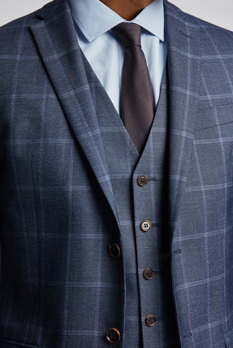Blue Windowpane Check Jacket - Image 4