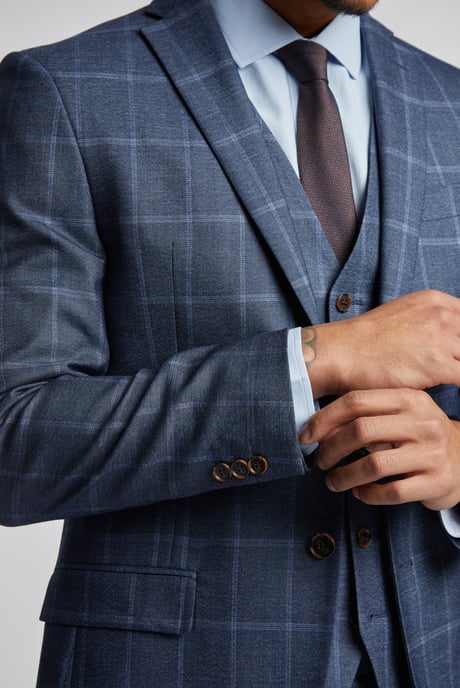 Blue Windowpane Check Jacket - Image 5