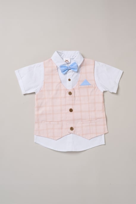 Shirt with Mock Waistcoat, Shorts and Bowtie Outfit Set - Image 3