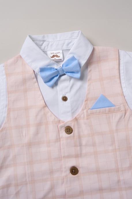 Shirt with Mock Waistcoat, Shorts and Bowtie Outfit Set - Image 5