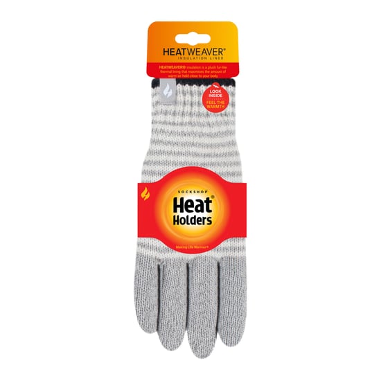 Ladies Striped Fleece Lined Knitted Warm Thermal Winter Gloves - Image 2