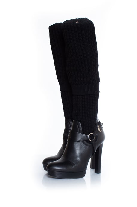 Black over knee sock boots - Image 1