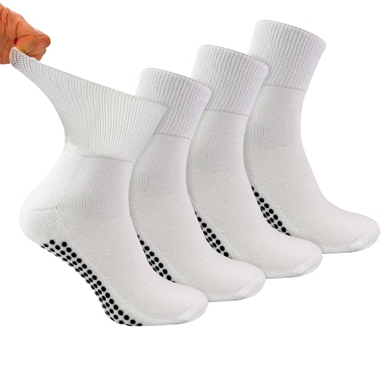 4 Pack Short Bamboo Diabetic Socks With Grips for Men and Women - Image 1
