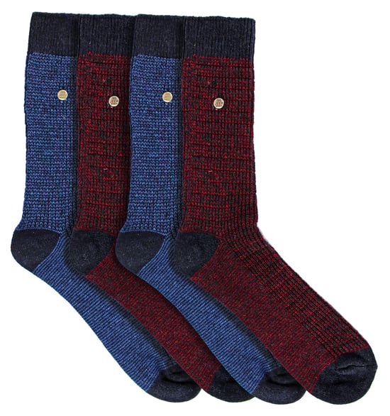 4 Pack Mens Cotton Dress Socks | Spirit Square Knit Socks - Image 3
