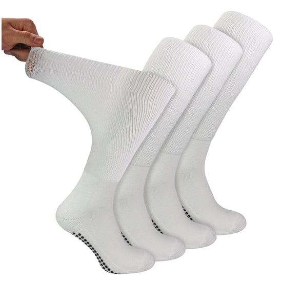 4 Pack Long Bamboo Diabetic Socks With Grips for Men and Women - Image 1
