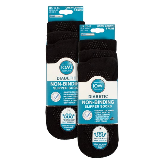 6 Pack Diabetic Bed Socks with Grips | Non Slip Extra Wide Slipper Socks - Image 2
