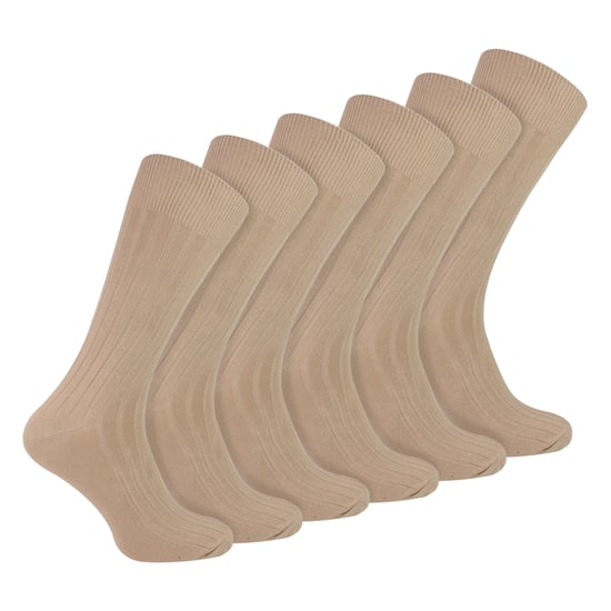 Mens Plain Coloured Cotton Rich Ribbed Dress Socks - Image 1