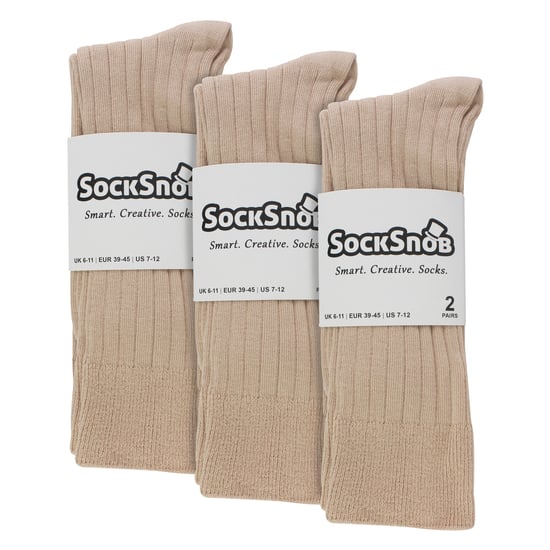Mens Plain Coloured Cotton Rich Ribbed Dress Socks - Image 2