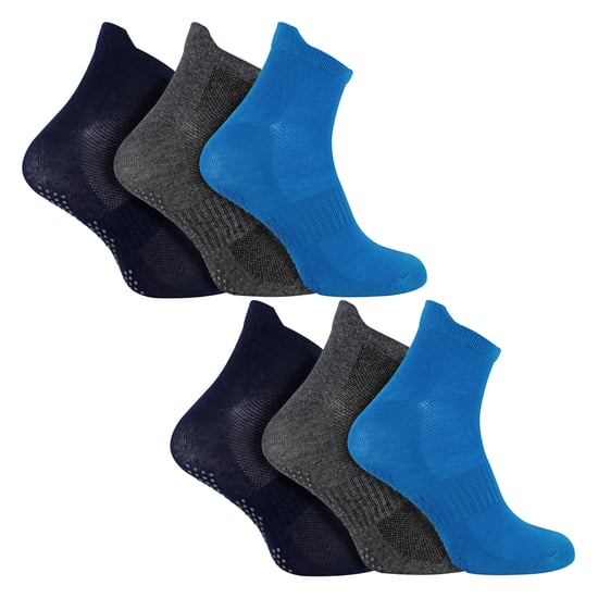6 Pack Mens Yoga Pilates Non Slip Socks | Breathable Cushioned Gym Socks - Image 3