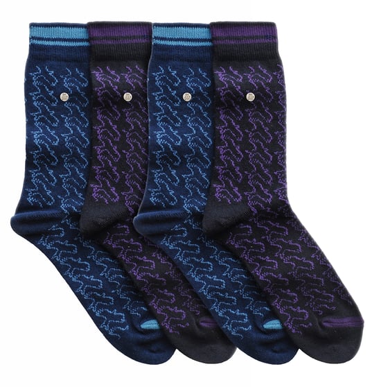 4 Pack Mens Cotton Dress Socks | Spirit Square Knit Socks - Image 3