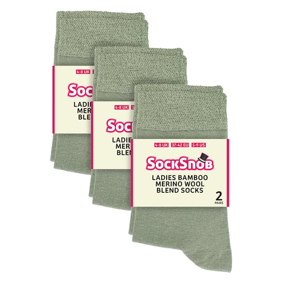 Ladies 6 Pack Bamboo & Merino Wool Blend Socks - Image 2