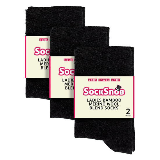 Ladies 6 Pack Bamboo & Merino Wool Blend Socks - Image 2