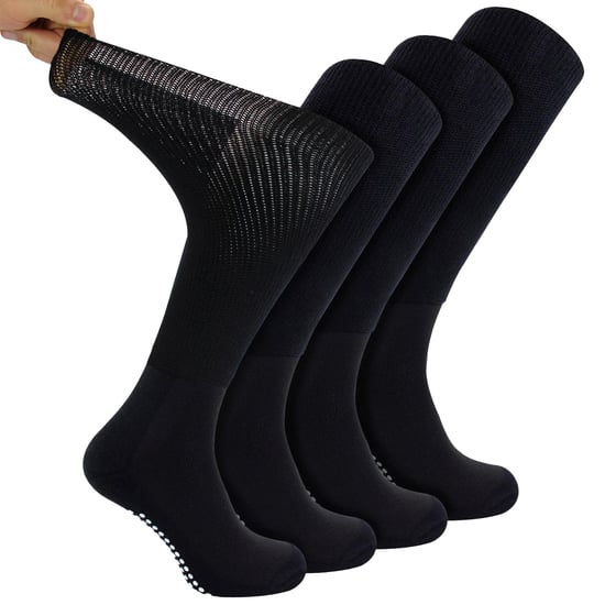 4 Pack Long Bamboo Diabetic Socks With Grips for Men and Women - Image 1