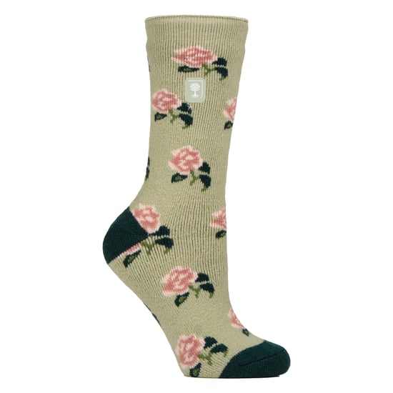 Termosockor för kvinnor | Tunna blommönstrade fleecesockor - Image 1