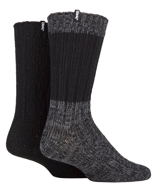 Heren 4-pack Merinowol Wandelsokken | Geribbelde Kabelgebreide Wolmix Bootsokken - Image 3