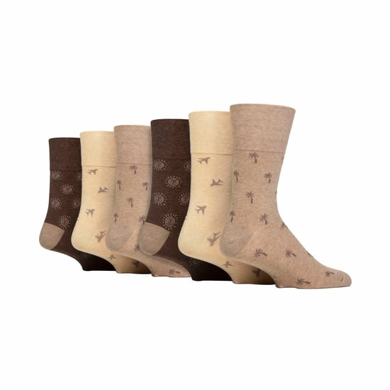 6 Pack Mens Non Elastic Square Patterned Cotton Socks for Poor Circulation - Image 1