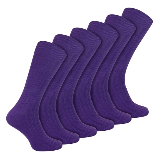 Mens Plain Coloured Cotton Rich Ribbed Dress Socks - Image 1