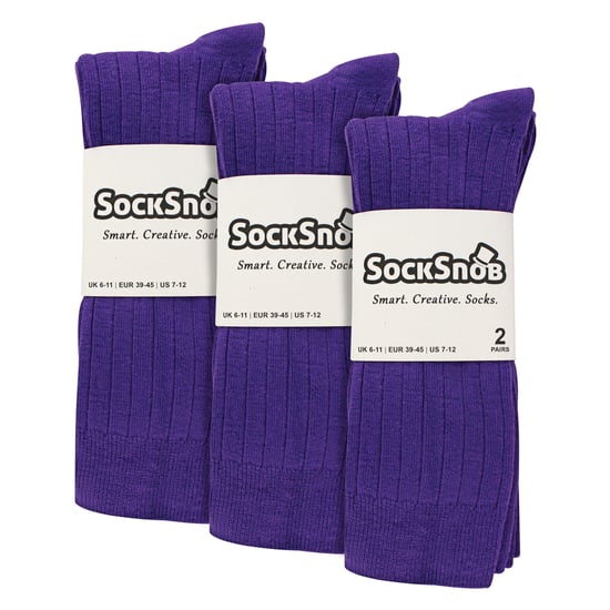 Mens Plain Coloured Cotton Rich Ribbed Dress Socks - Image 2