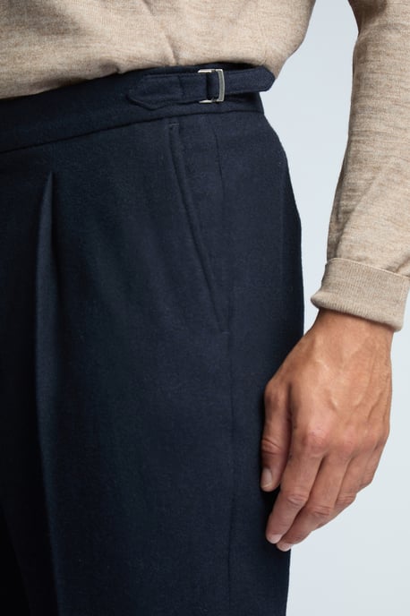 Flannel Trousers in Navy - Image 3