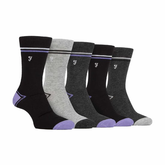 5 Pack Mens Bamboo Bright Striped Patterned Socks - Image 1
