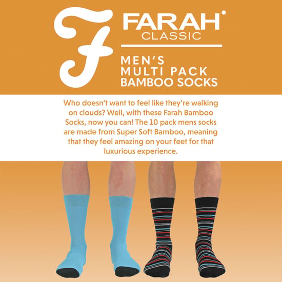 Mens 10 Pair Multi-Pack Bright Bamboo Socks - Image 3