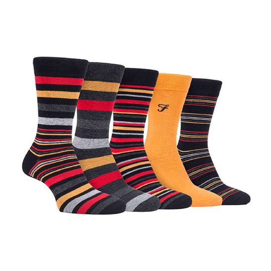 5 Pack Mens Bamboo Bright Striped Patterned Socks - Image 1
