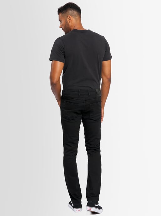 A. Salvarini Men's Basic Stretch Slim Fit Stretch Jeans 5-Pocket - Black - Image 2