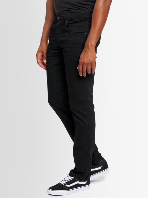 A. Salvarini Men's Basic Stretch Slim Fit Stretch Jeans 5-Pocket - Black - Image 3